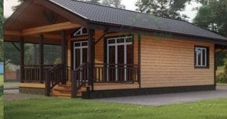 Проект одноэтажного дома из бруса с террасой - Строительство в Старом Осколе от Строй-Срк от 136331 руб.